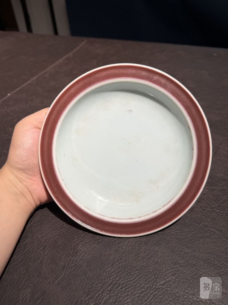 清雍正 霁红釉折沿洗 - 图3